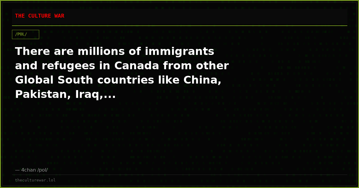 There are millions of immigrants and refugees in Canada from other Global South countries like China, Pakistan, Iraq,...
