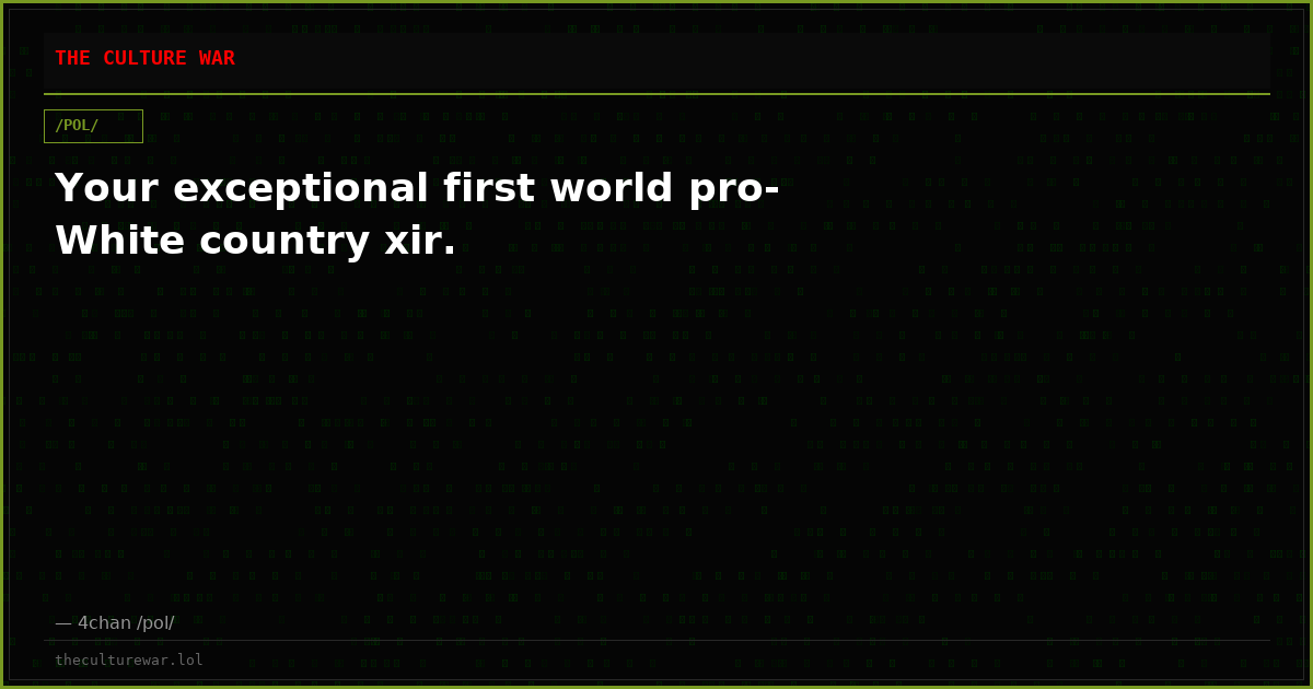 Your exceptional first world pro-White country xir.