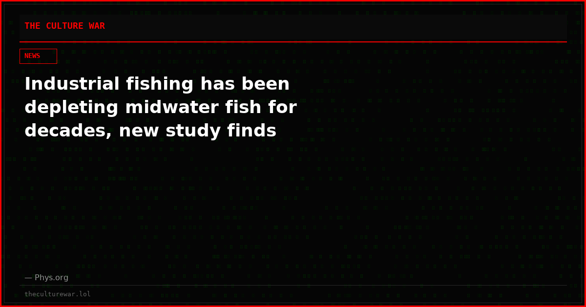 Industrial fishing has been depleting midwater fish for decades, new study finds