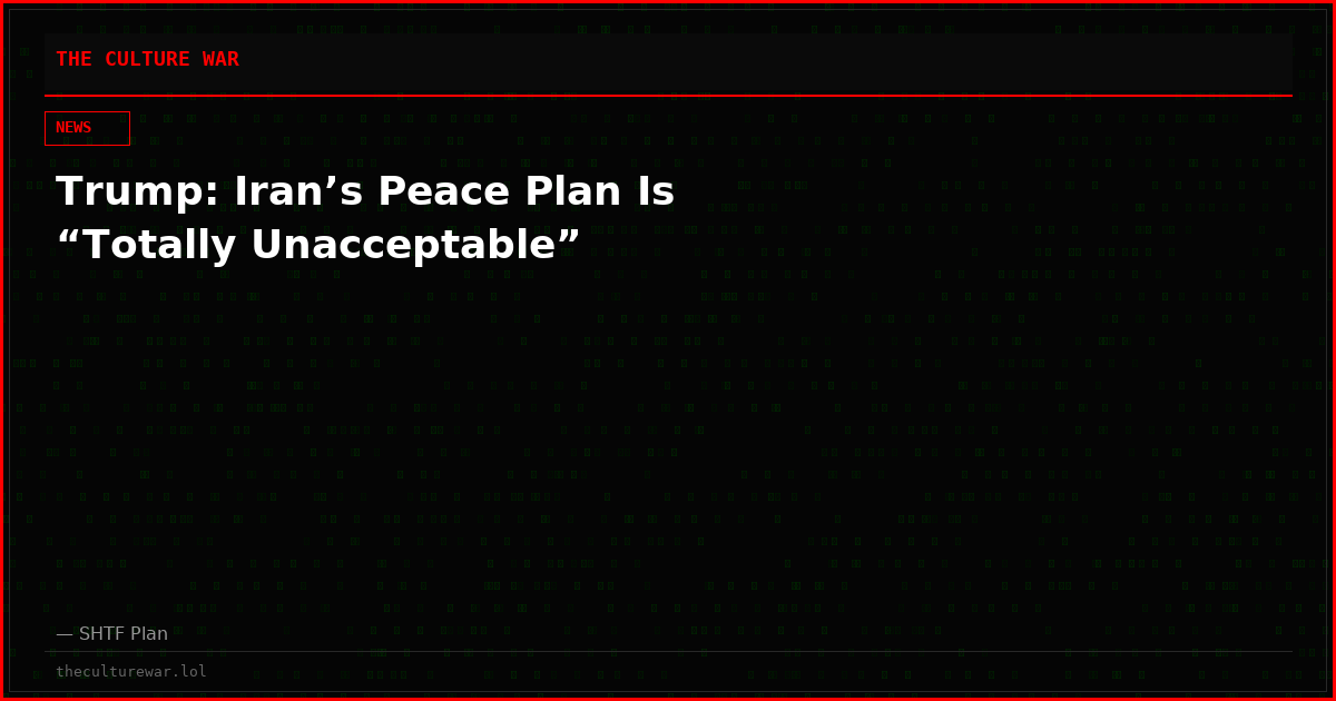 Trump: Iran’s Peace Plan Is “Totally Unacceptable”