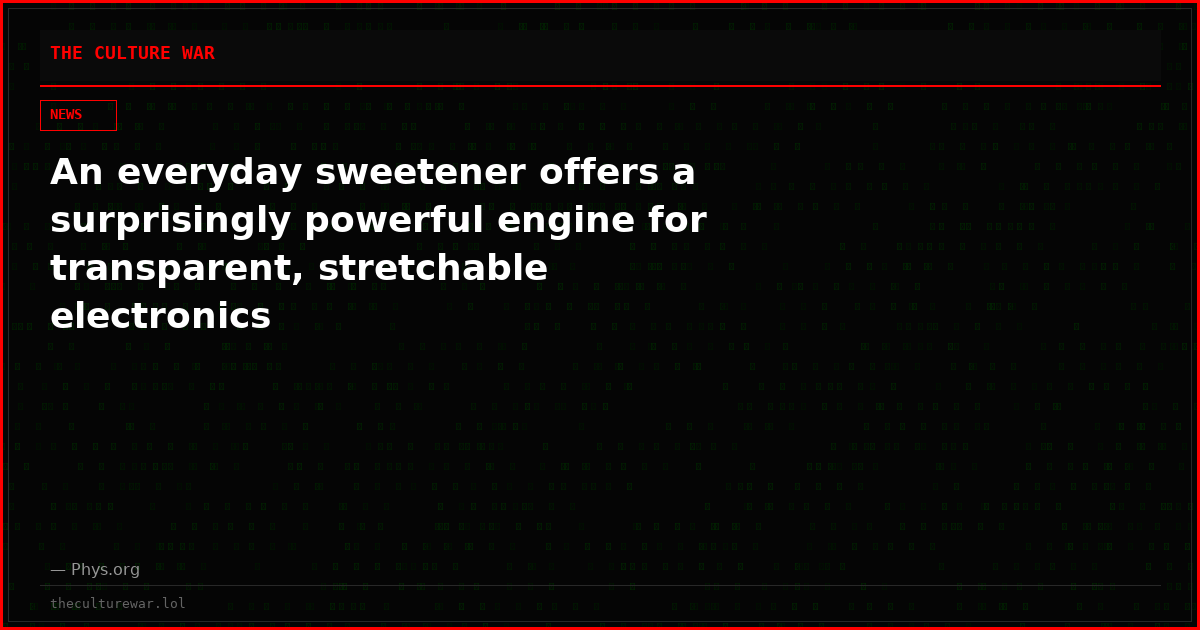 An everyday sweetener offers a surprisingly powerful engine for transparent, stretchable electronics
