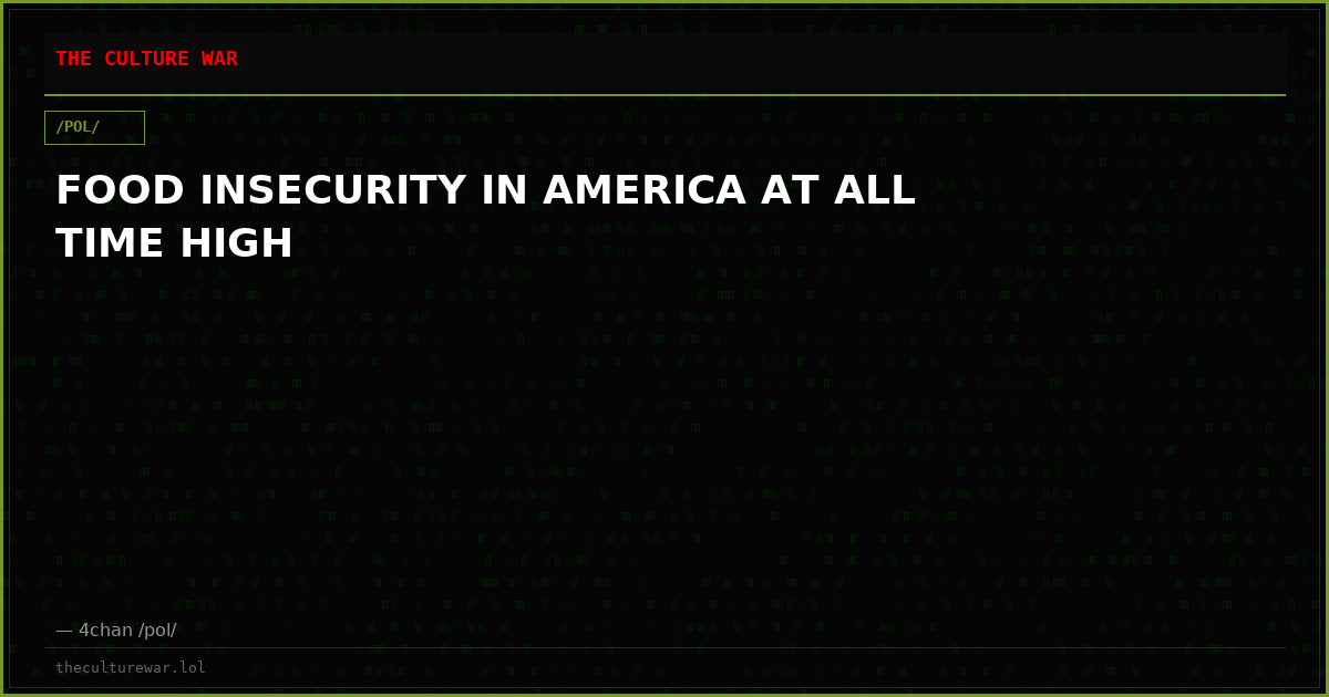 FOOD INSECURITY IN AMERICA AT ALL TIME HIGH