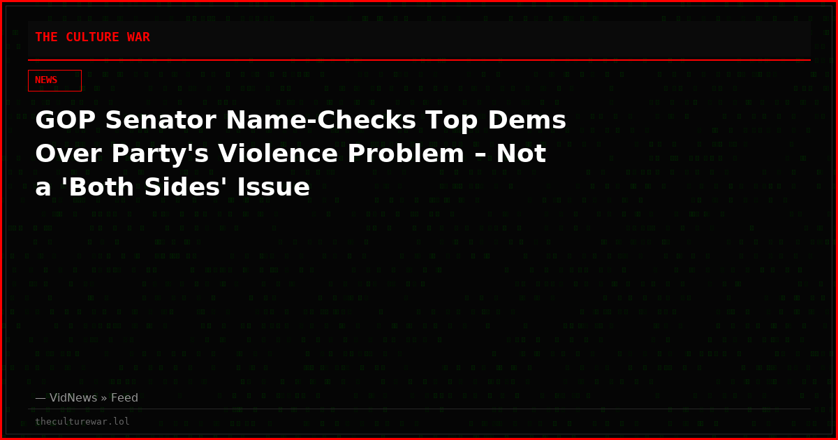 GOP Senator Name-Checks Top Dems Over Party's Violence Problem – Not a 'Both Sides' Issue