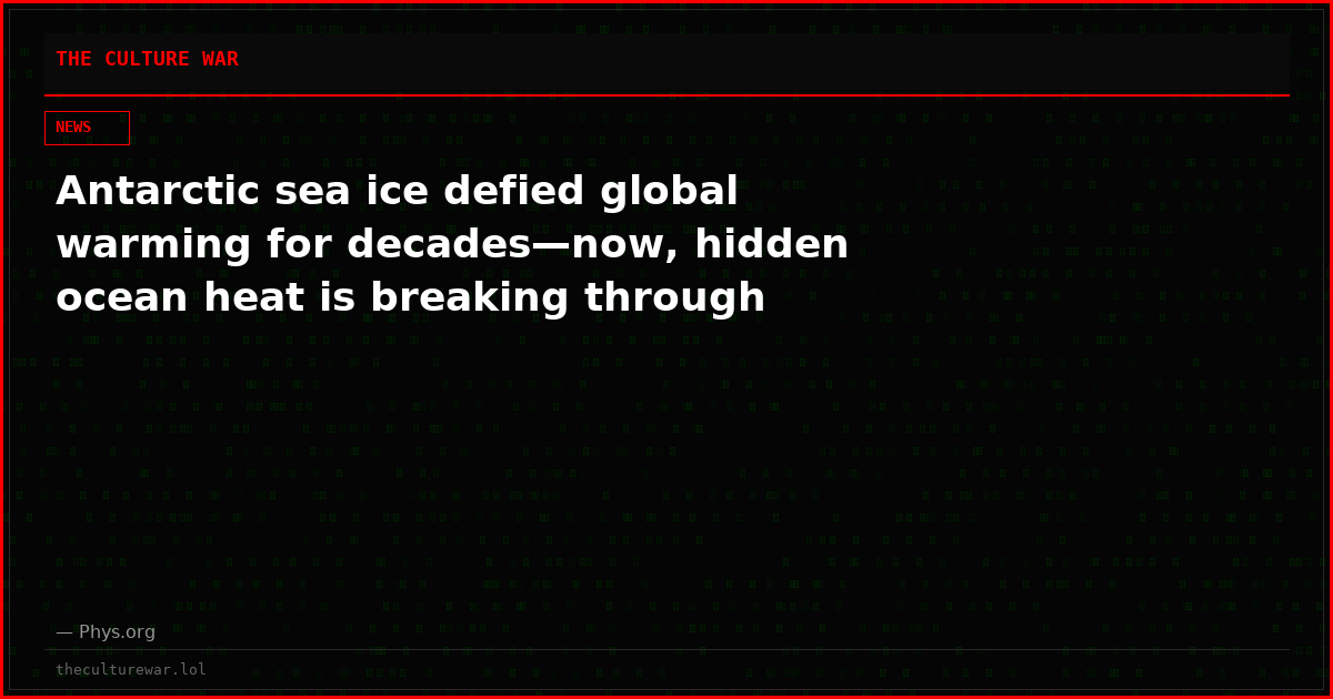 Antarctic sea ice defied global warming for decades—now, hidden ocean heat is breaking through