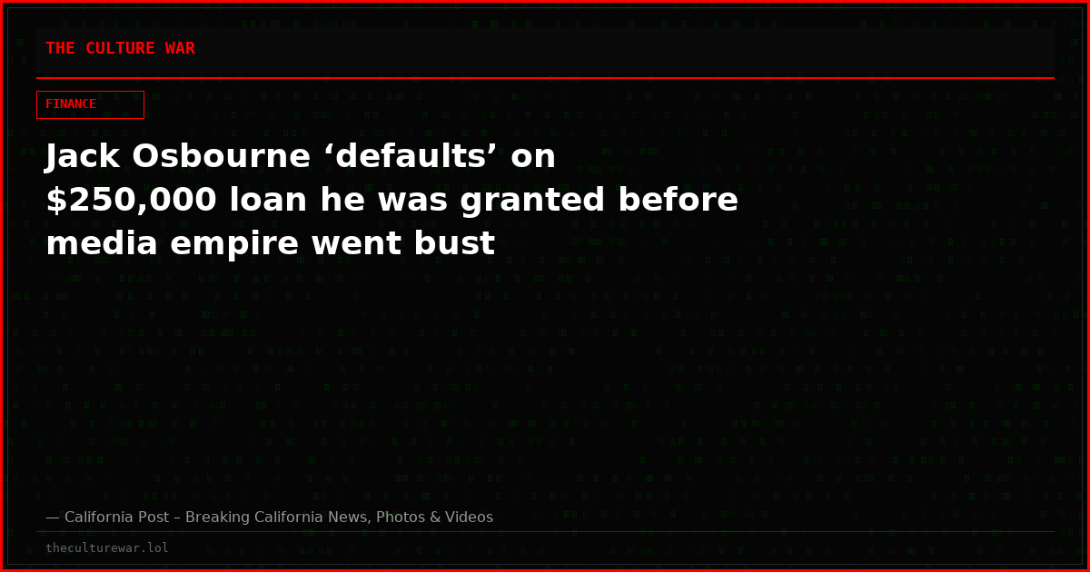 Jack Osbourne ‘defaults’ on $250,000 loan he was granted before media empire went bust