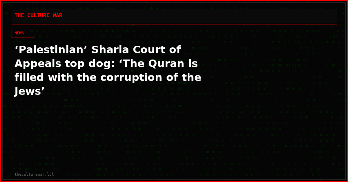 ‘Palestinian’ Sharia Court of Appeals top dog: ‘The Quran is filled with the corruption of the Jews’
