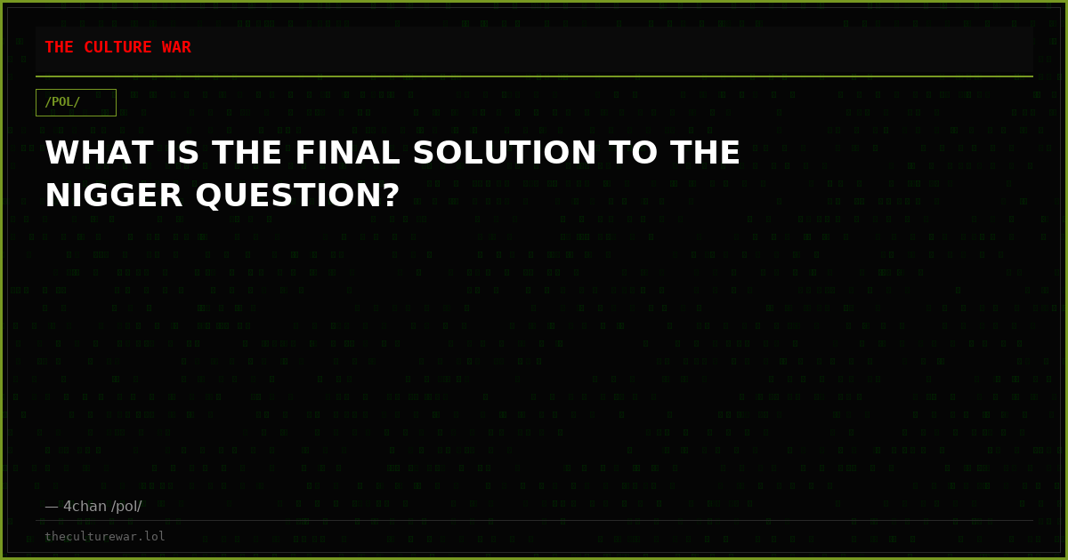 WHAT IS THE FINAL SOLUTION TO THE NIGGER QUESTION?