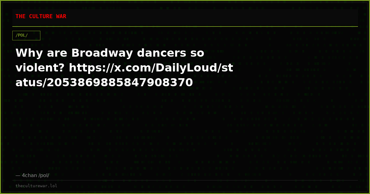 Why are Broadway dancers so violent? https://x.com/DailyLoud/status/2053869885847908370