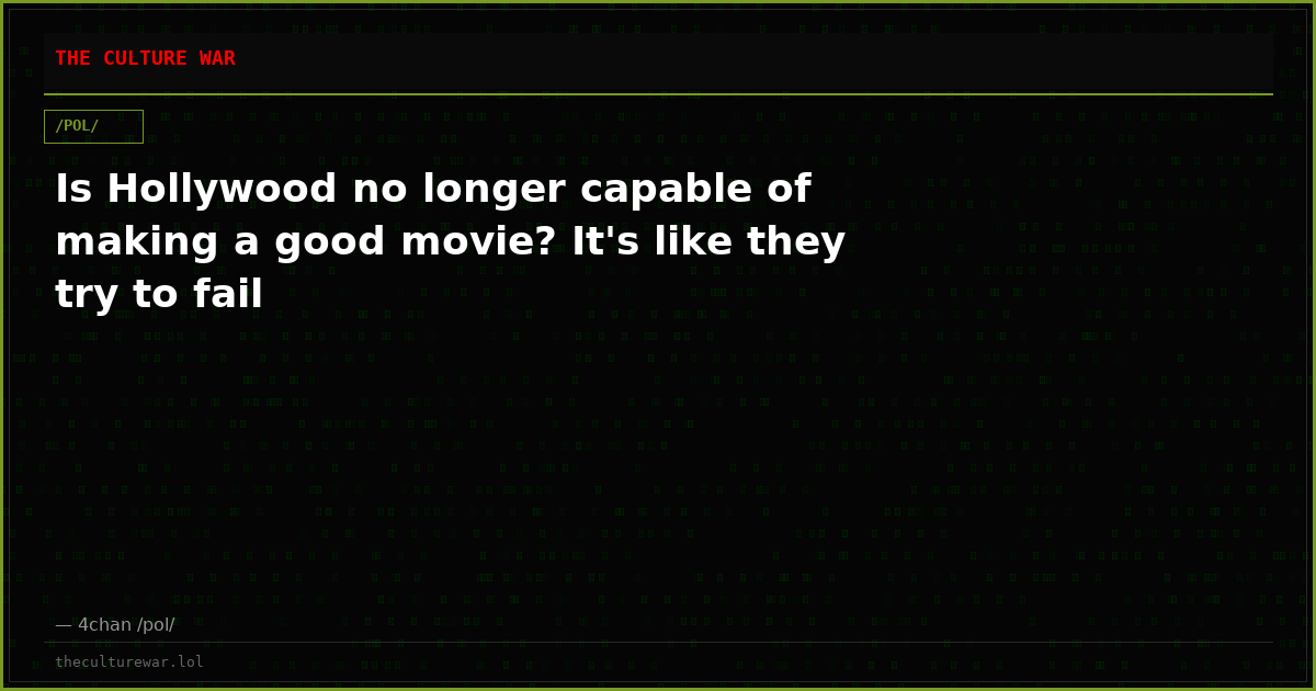 Is Hollywood no longer capable of making a good movie? It's like they try to fail