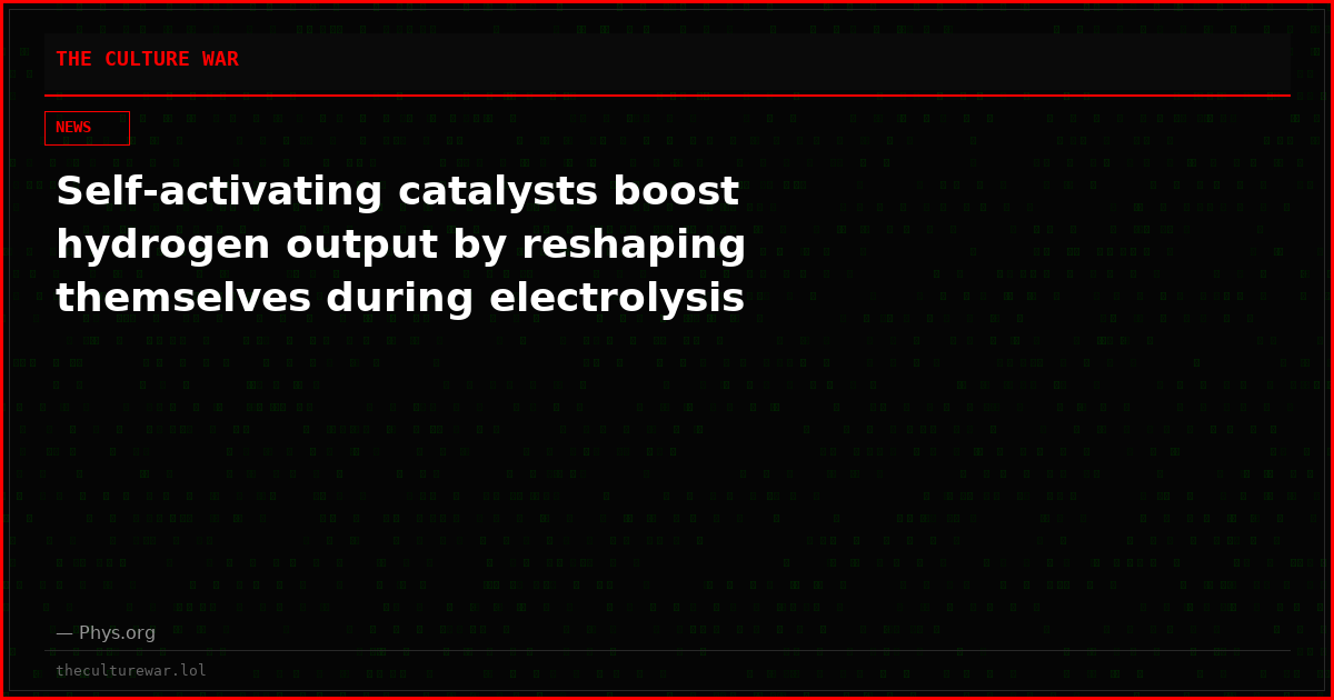 Self-activating catalysts boost hydrogen output by reshaping themselves during electrolysis