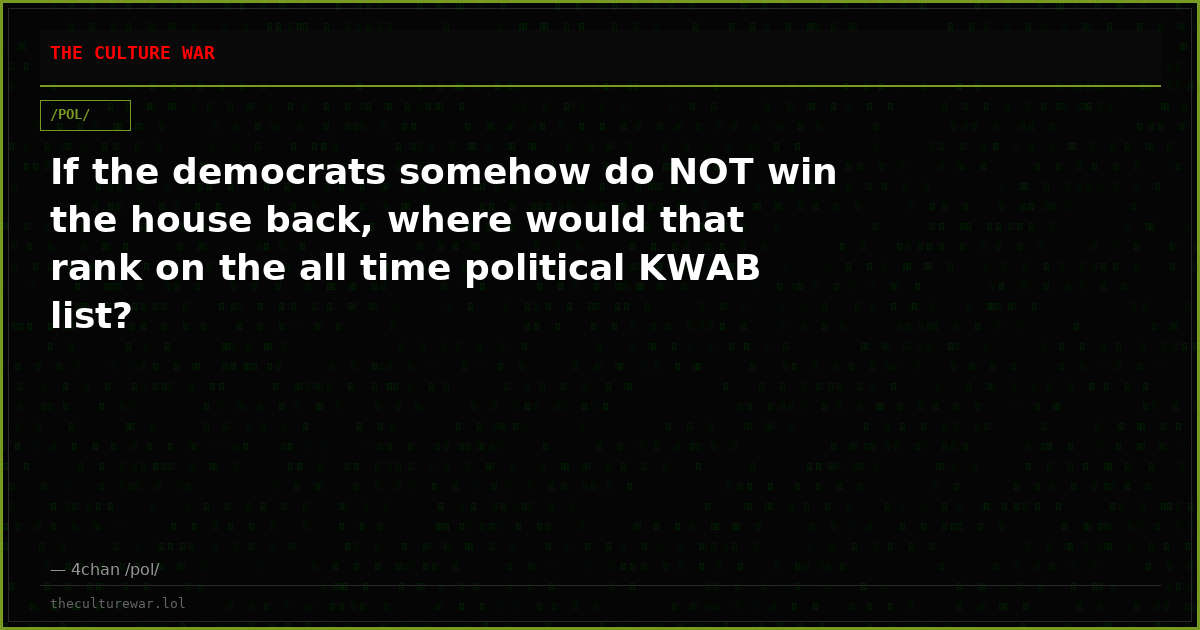 If the democrats somehow do NOT win the house back, where would that rank on the all time political KWAB list?