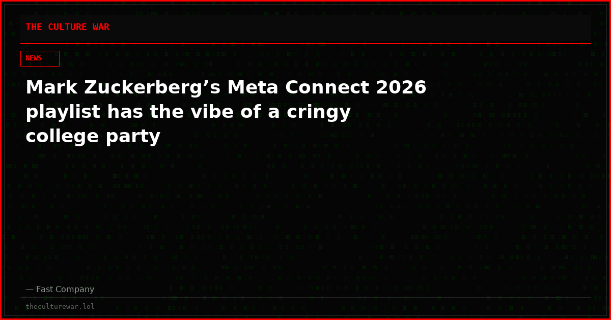 Mark Zuckerberg’s Meta Connect 2026 playlist has the vibe of a cringy college party