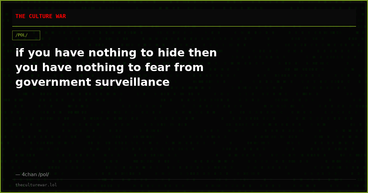 if you have nothing to hide then you have nothing to fear from government surveillance
