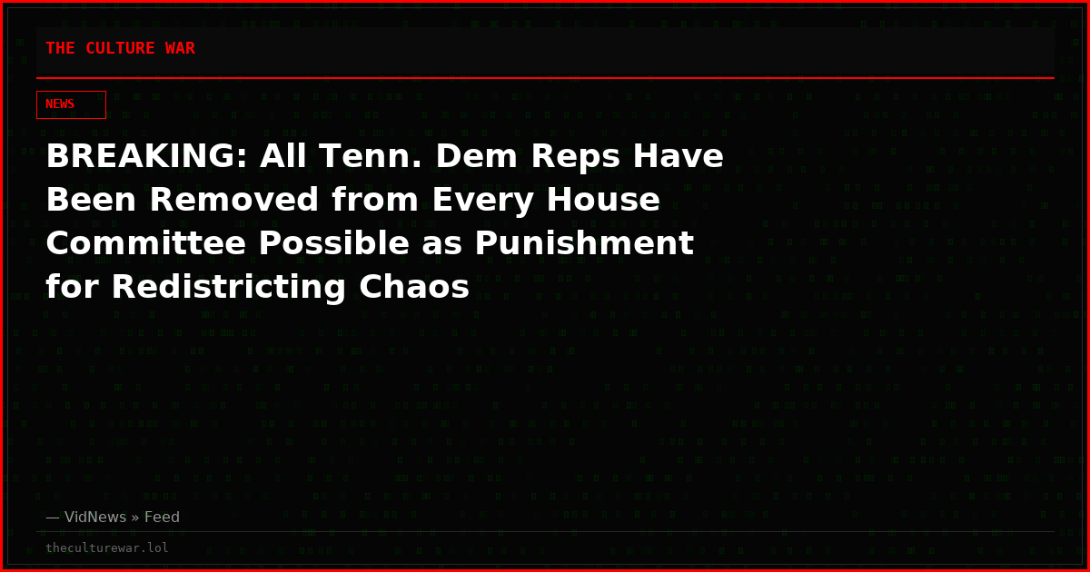 BREAKING: All Tenn. Dem Reps Have Been Removed from Every House Committee Possible as Punishment for Redistricting Chaos