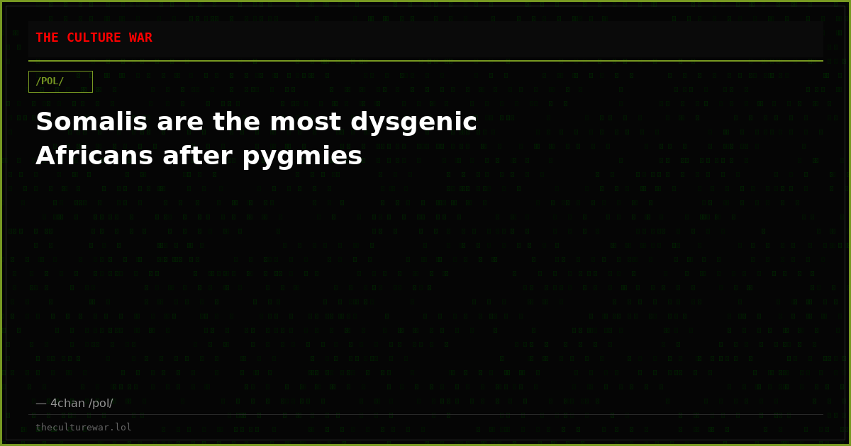 Somalis are the most dysgenic Africans after pygmies