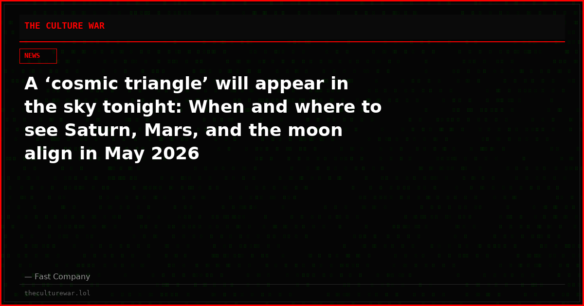 A ‘cosmic triangle’ will appear in the sky tonight: When and where to see Saturn, Mars, and the moon align in May 2026