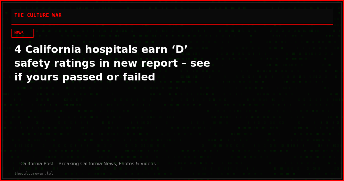 4 California hospitals earn ‘D’ safety ratings in new report – see if yours passed or failed