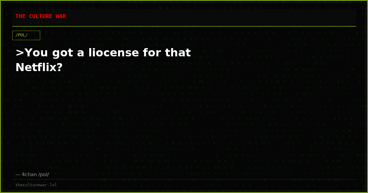 >You got a liocense for that Netflix?