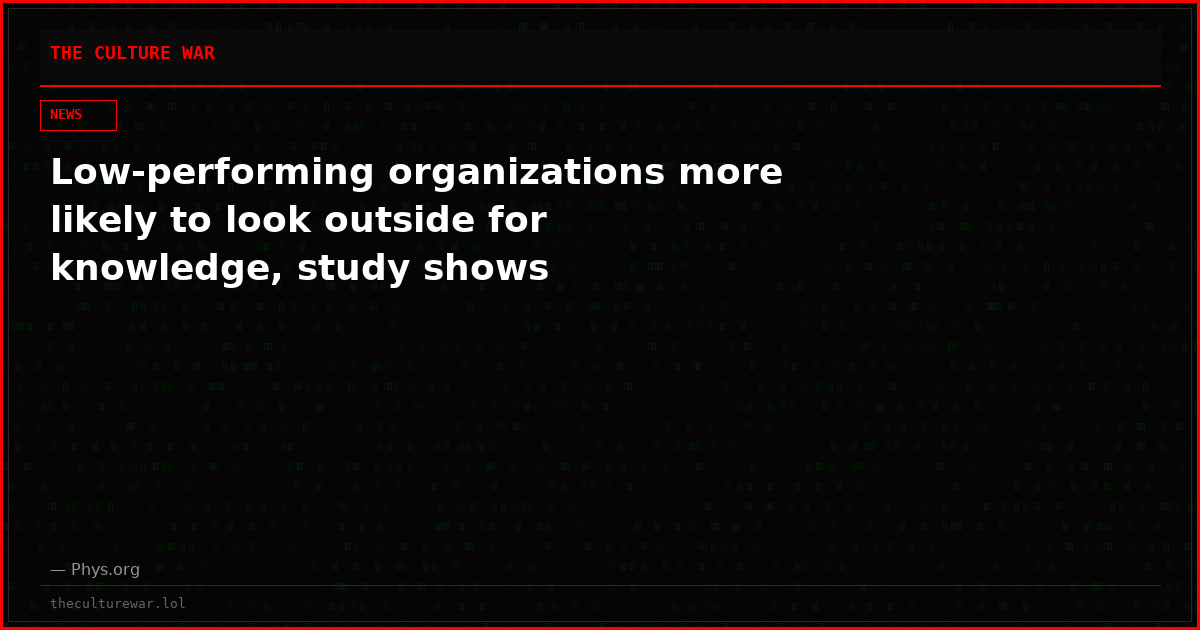 Low-performing organizations more likely to look outside for knowledge, study shows