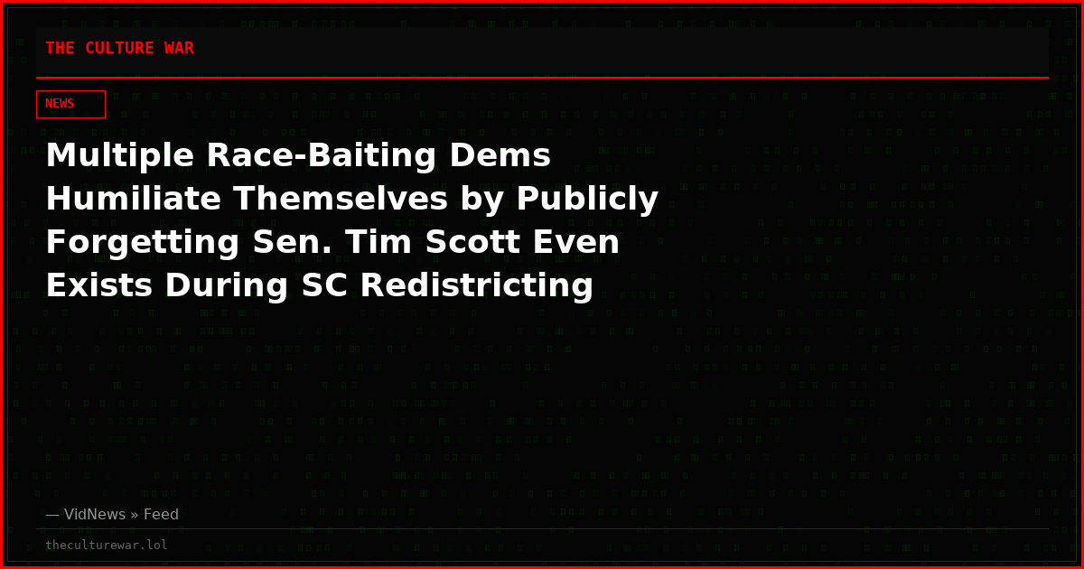 Multiple Race-Baiting Dems Humiliate Themselves by Publicly Forgetting Sen. Tim Scott Even Exists During SC Redistricting Fight