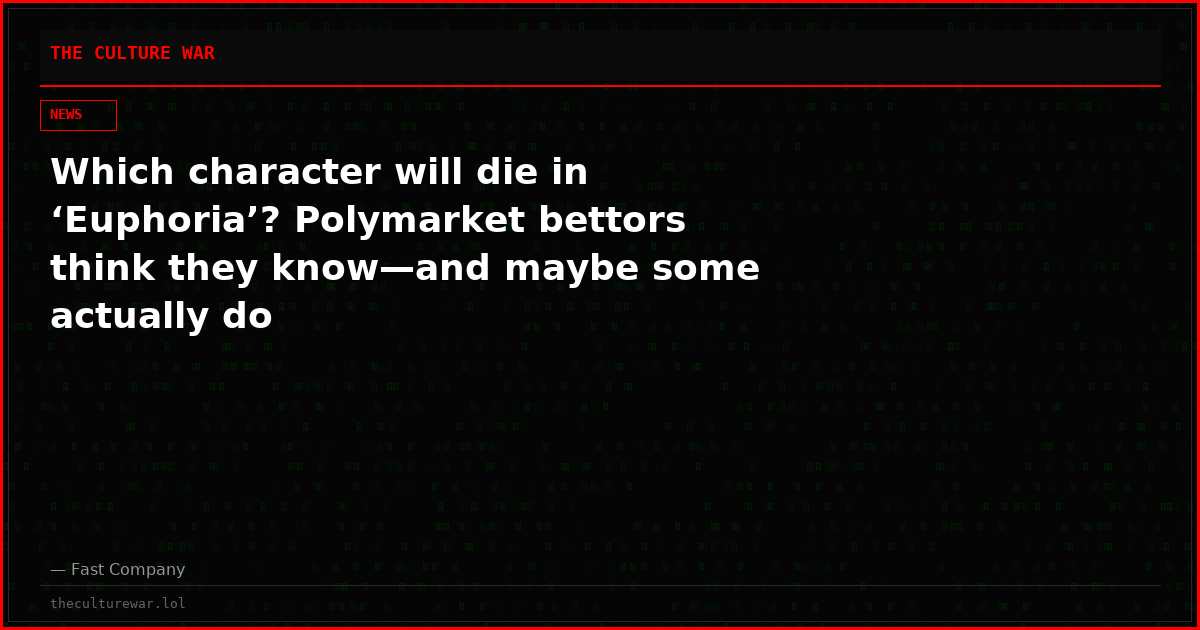 Which character will die in ‘Euphoria’? Polymarket bettors think they know—and maybe some actually do