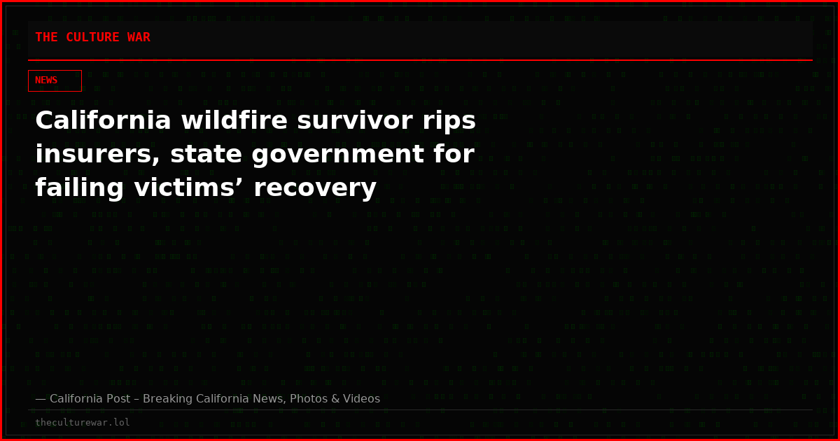 California wildfire survivor rips insurers, state government for failing victims’ recovery