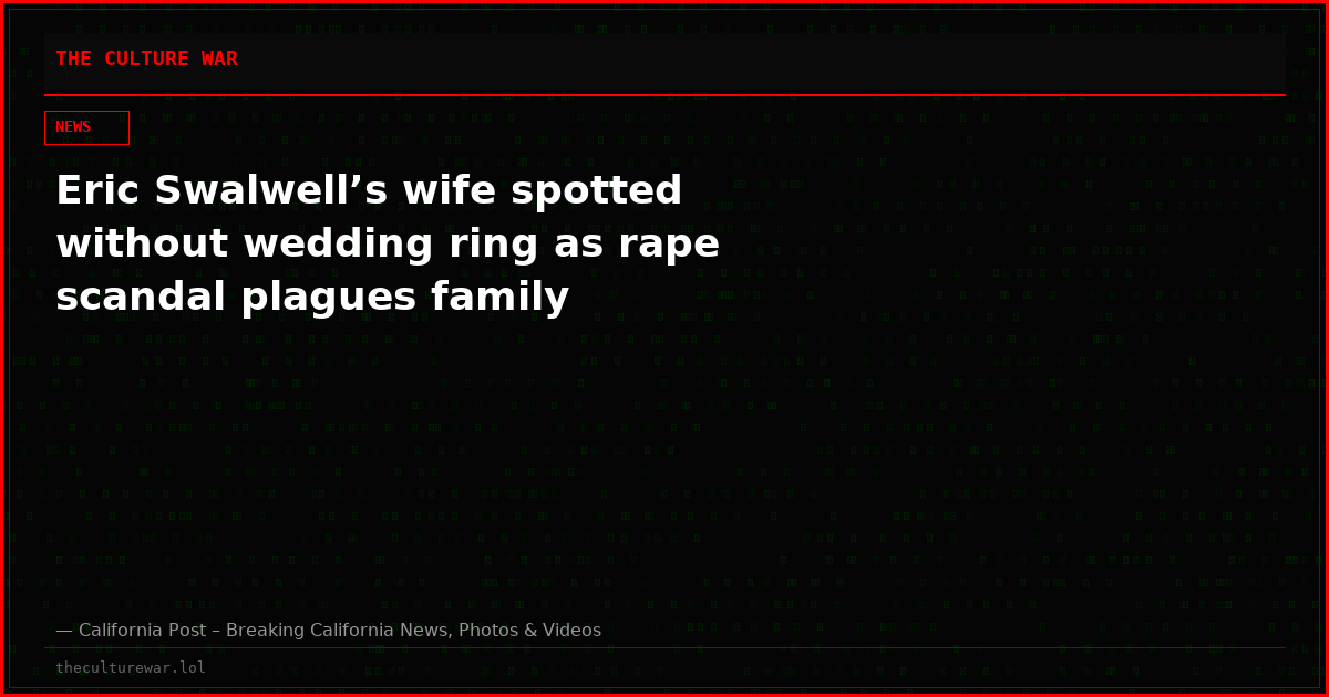Eric Swalwell’s wife spotted without wedding ring as rape scandal plagues family