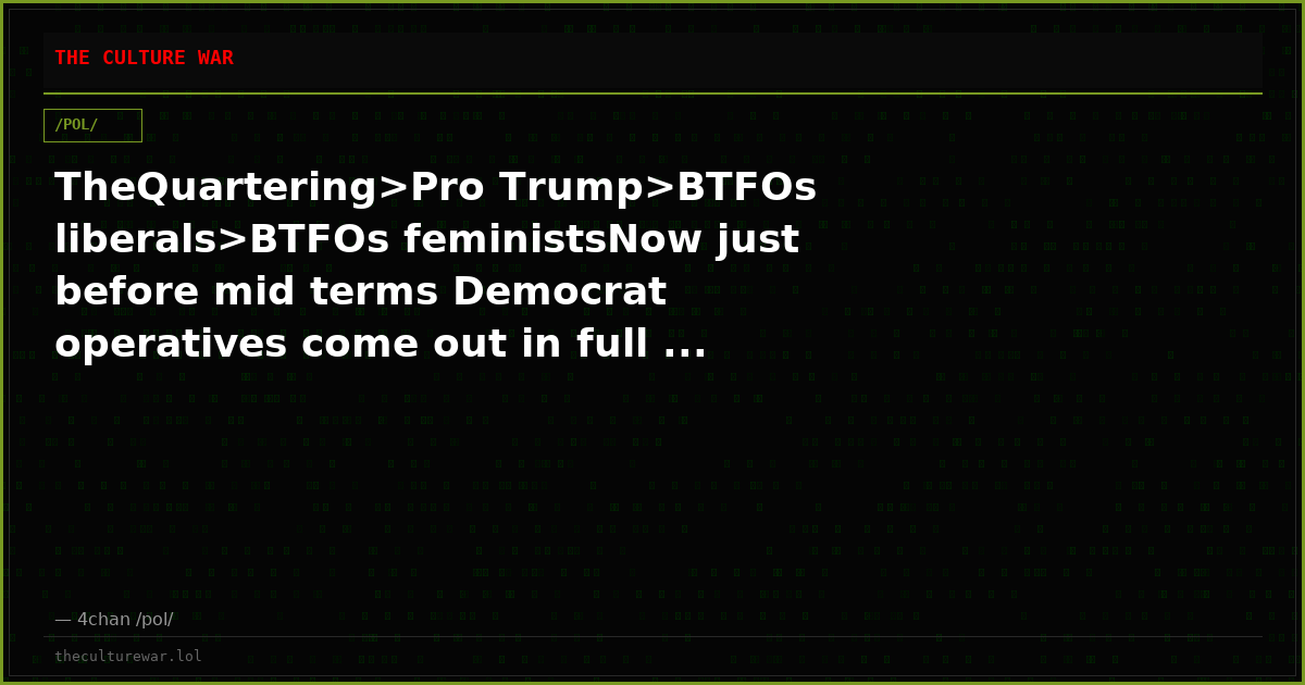 TheQuartering>Pro Trump>BTFOs liberals>BTFOs feministsNow just before mid terms Democrat operatives come out in full ...