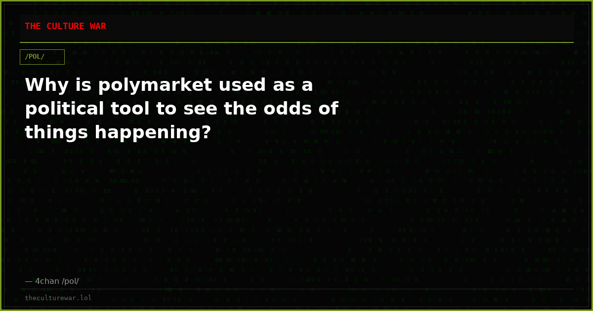 Why is polymarket used as a political tool to see the odds of things happening?