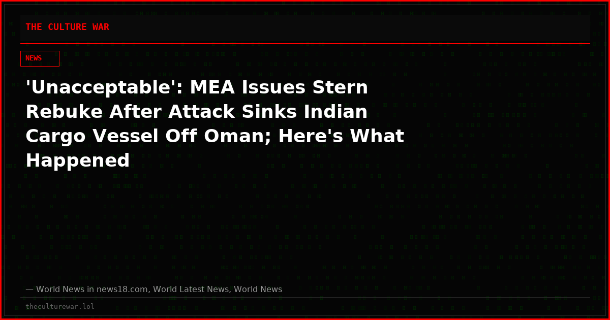 'Unacceptable': MEA Issues Stern Rebuke After Attack Sinks Indian Cargo Vessel Off Oman; Here's What Happened