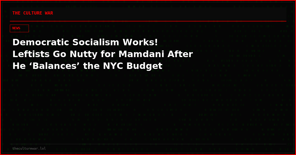 Democratic Socialism Works! Leftists Go Nutty for Mamdani After He ‘Balances’ the NYC Budget
