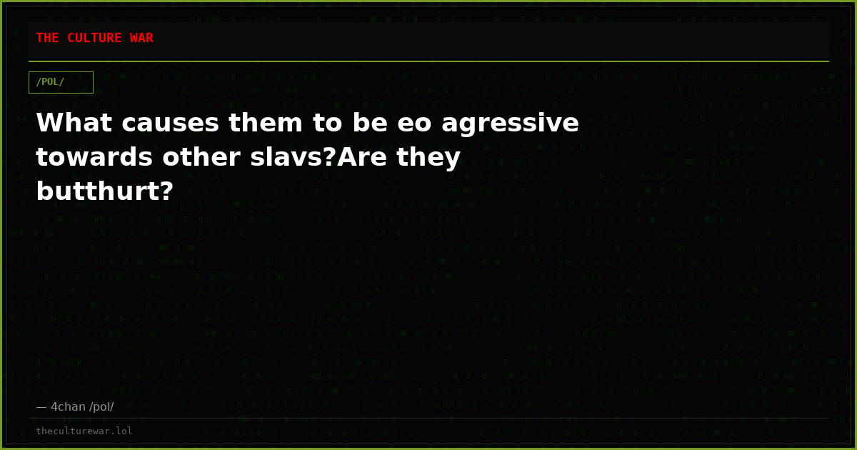 What causes them to be eo agressive towards other slavs?Are they butthurt?