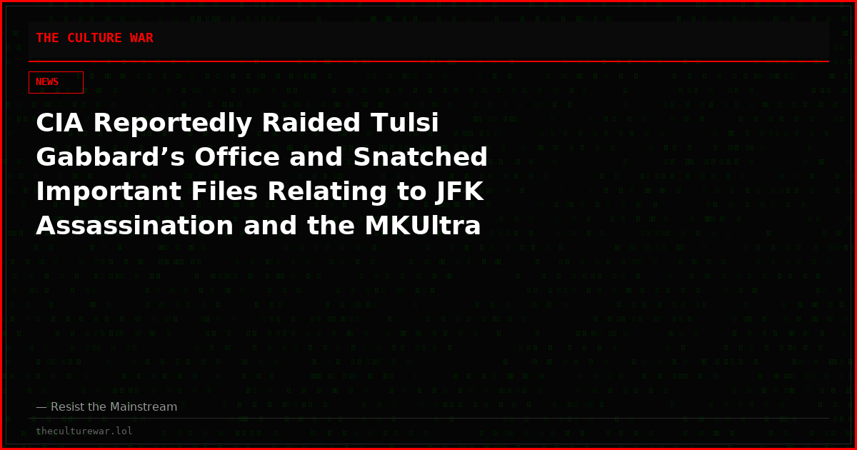 CIA Reportedly Raided Tulsi Gabbard’s Office and Snatched Important Files Relating to JFK Assassination and the MKUltra Program