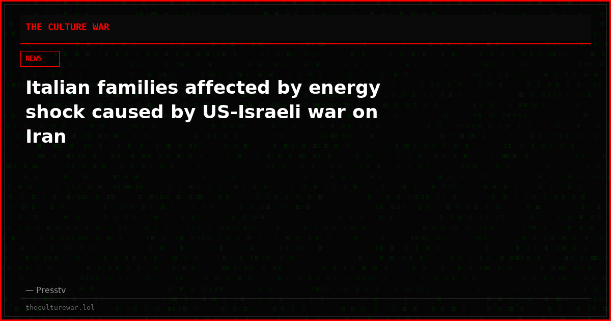 Italian families affected by energy shock caused by US-Israeli war on Iran