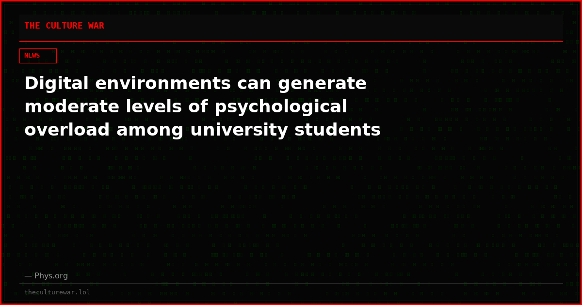 Digital environments can generate moderate levels of psychological overload among university students