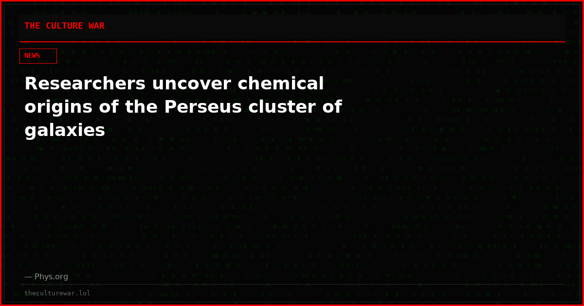 Researchers uncover chemical origins of the Perseus cluster of galaxies