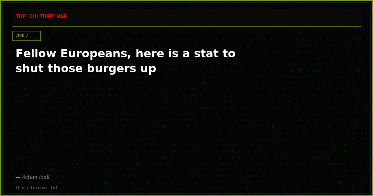Fellow Europeans, here is a stat to shut those burgers up