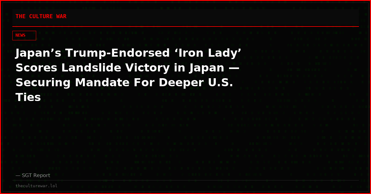 Japan’s Trump-Endorsed ‘Iron Lady’ Scores Landslide Victory in Japan — Securing Mandate For Deeper U.S. Ties
