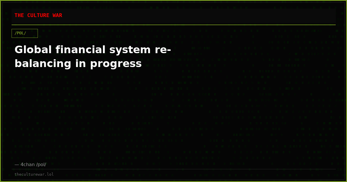 Global financial system re-balancing in progress