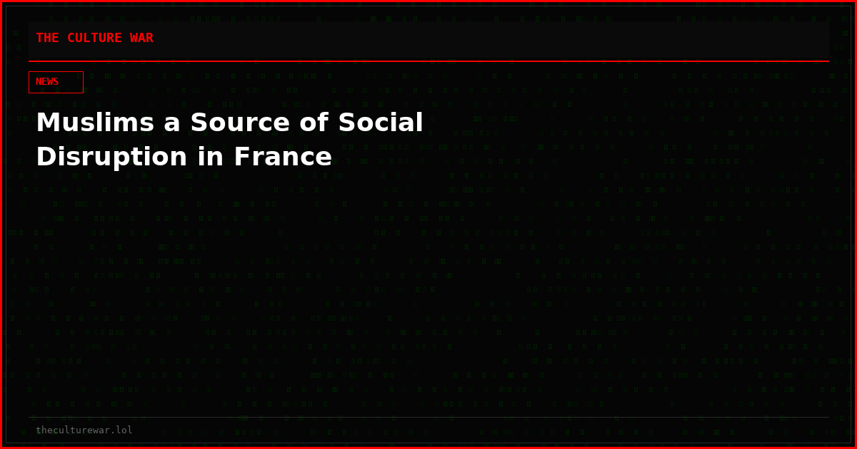 Muslims a Source of Social Disruption in France