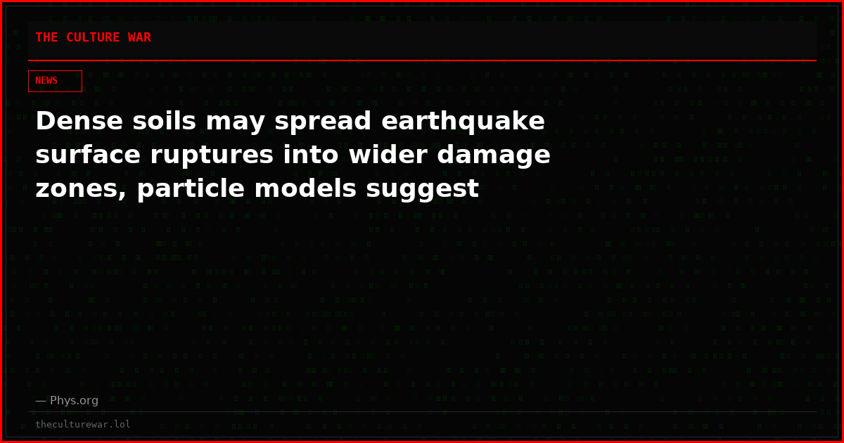 Dense soils may spread earthquake surface ruptures into wider damage zones, particle models suggest