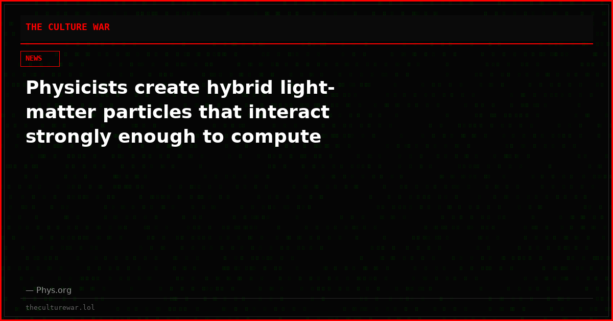 Physicists create hybrid light-matter particles that interact strongly enough to compute