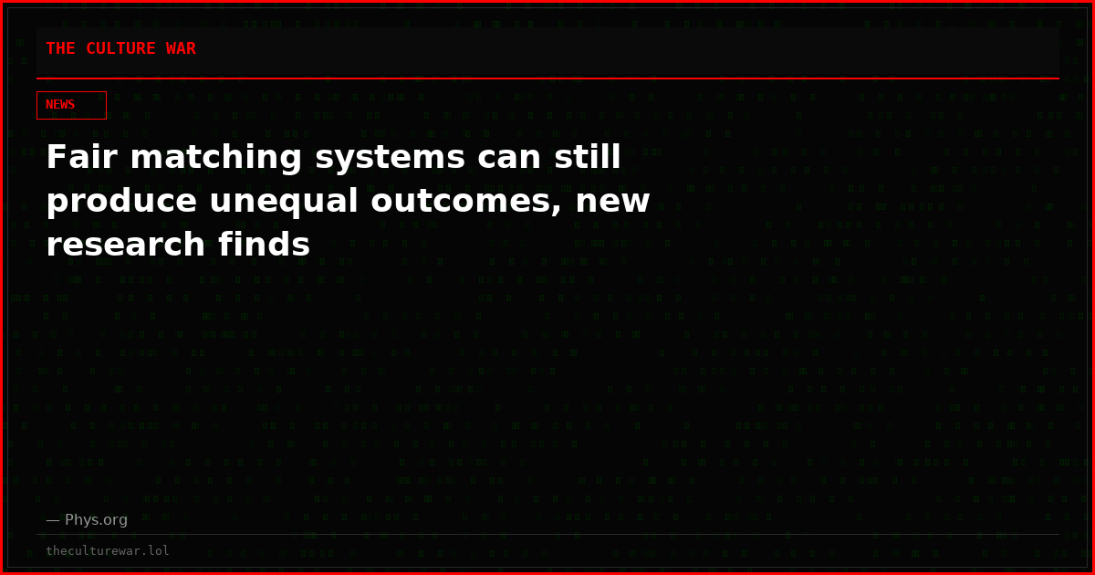 Fair matching systems can still produce unequal outcomes, new research finds