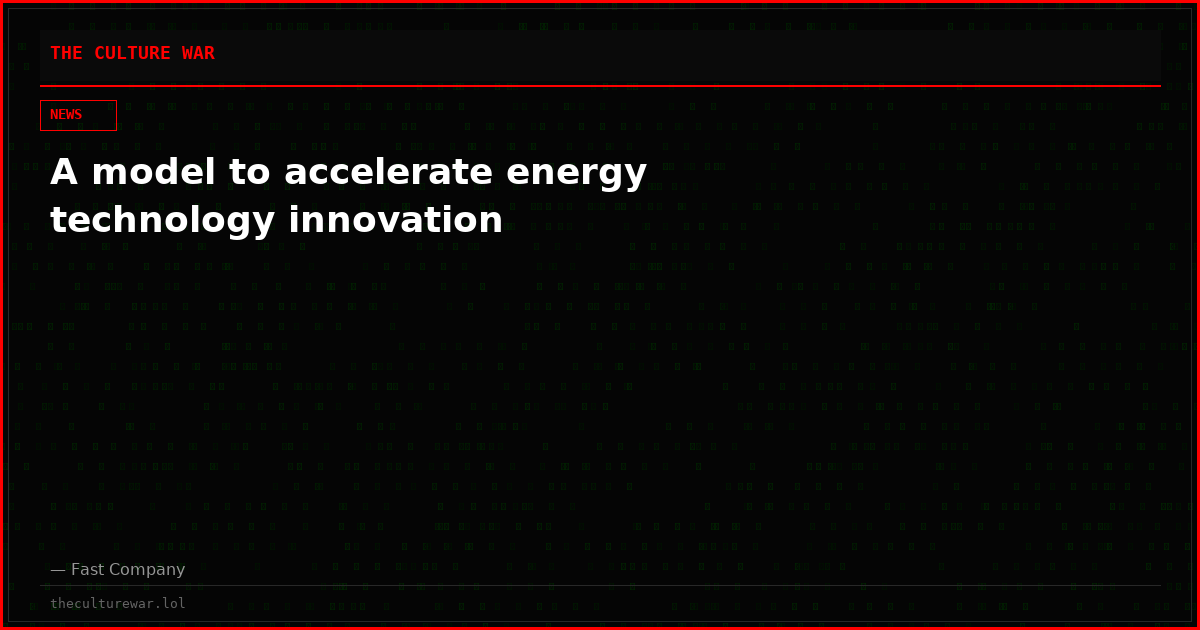 A model to accelerate energy technology innovation