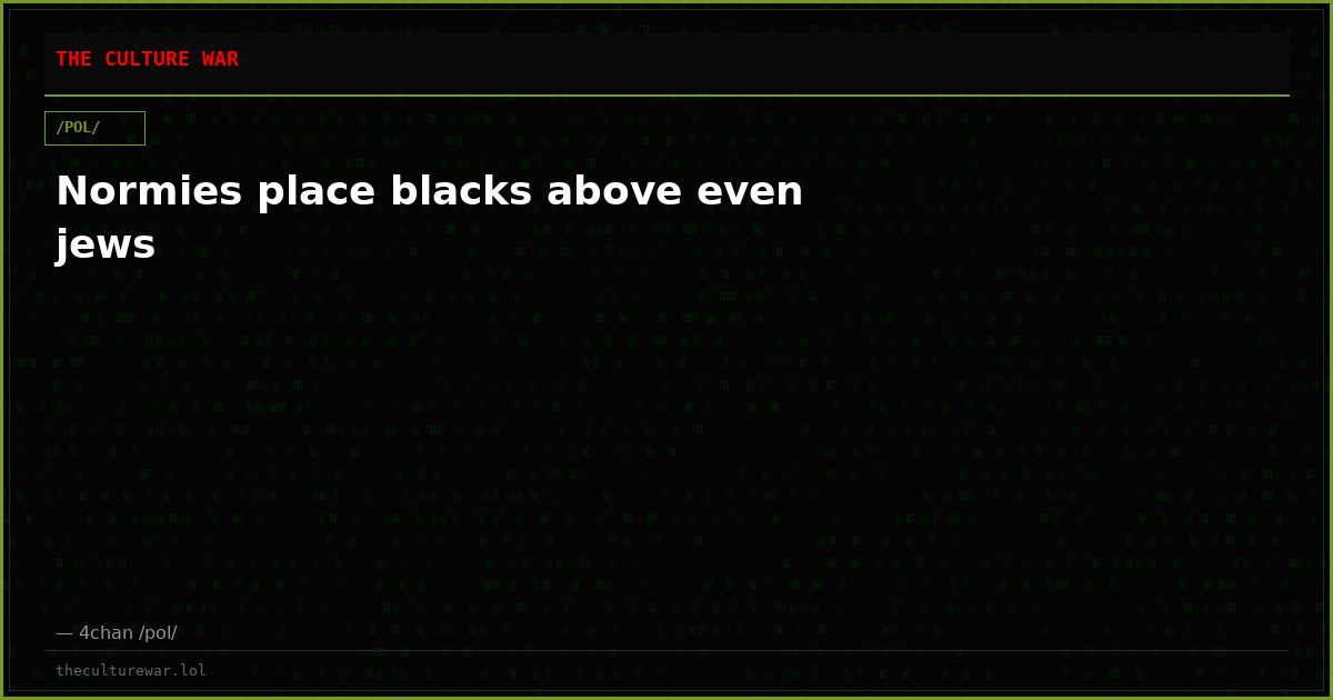Normies place blacks above even jews