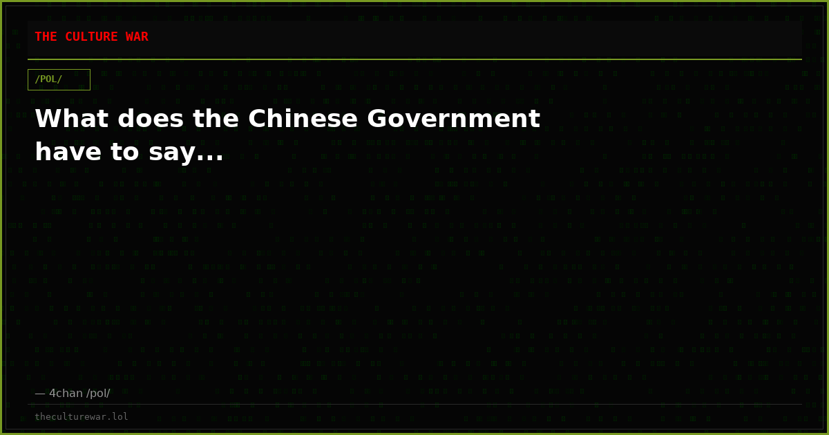What does the Chinese Government have to say...