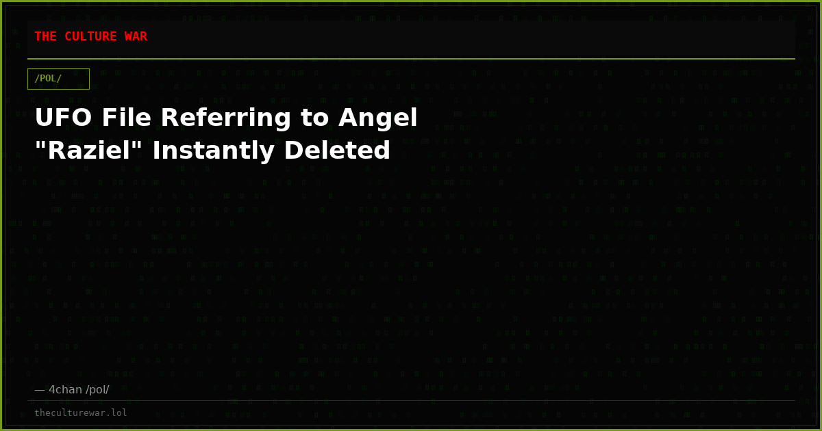 UFO File Referring to Angel "Raziel" Instantly Deleted