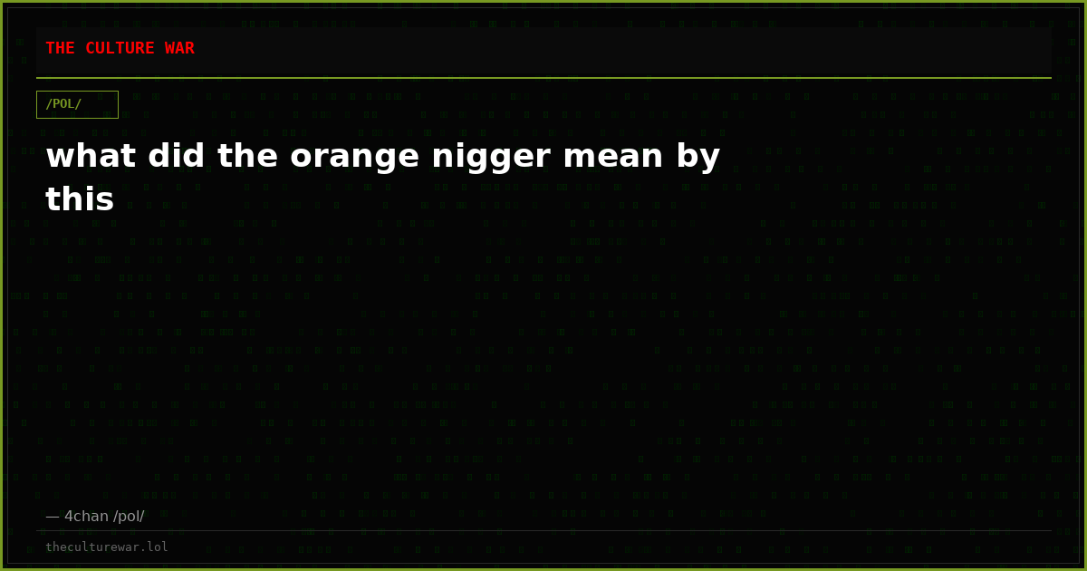 what did the orange nigger mean by this