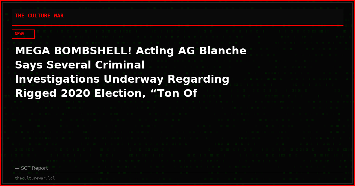 MEGA BOMBSHELL! Acting AG Blanche Says Several Criminal Investigations Underway Regarding Rigged 2020 Election, “Ton Of Evidence” Dems Cheated