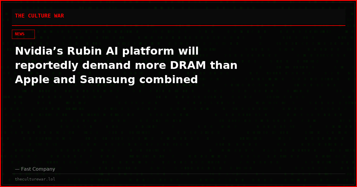 Nvidia’s Rubin AI platform will reportedly demand more DRAM than Apple and Samsung combined